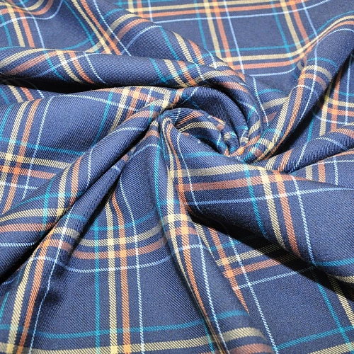 Костюмная ткань Полушерсть клетка (синий)