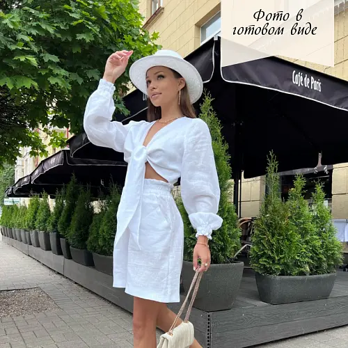 Лен умягченный с эффектом мятости (светлый беж)