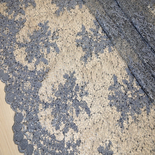 Вышивка на сетке с пайетками "Скарлет" (графит)