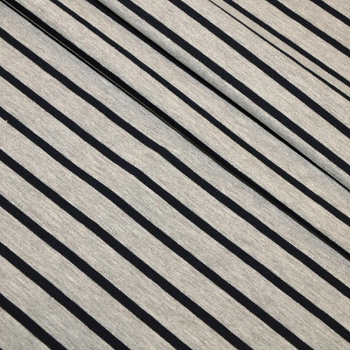 Кулирная гладь "Тельняшка" "2см-0,5см серый меланж +синий"