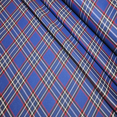 Костюмная ткань Полушерсть клетка (василек)