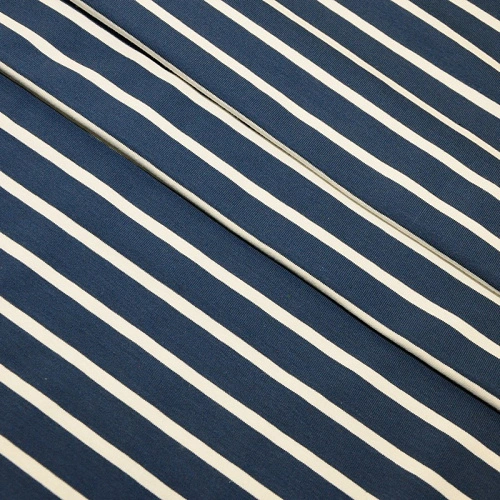 Кулирная гладь "Тельняшка" "2см-0,5см индиго +молочный"