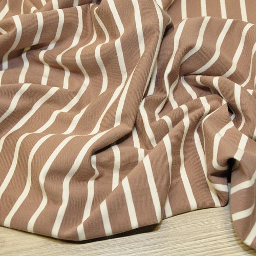 Кулирная гладь "Тельняшка" "2см-0,5см бежевый +молочный"