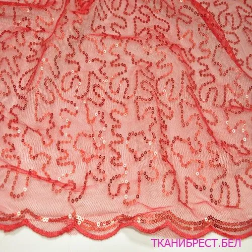 Пайетки на сетке красные