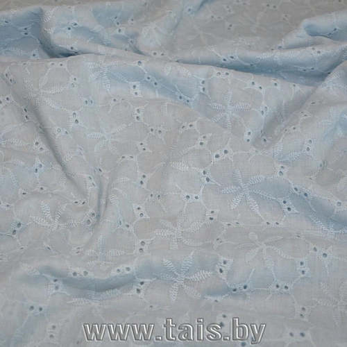 Батист вышивка (голубой)