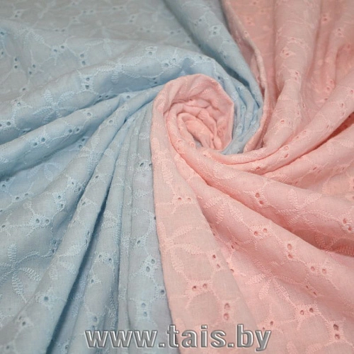 Батист вышивка (голубой)