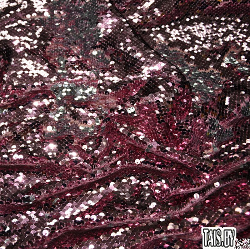 Пайеточная ткань двухцветная чешуя (розовый с серебром)